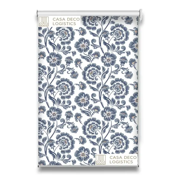 Roletă textilă Floral 8001 cu model floral albastru