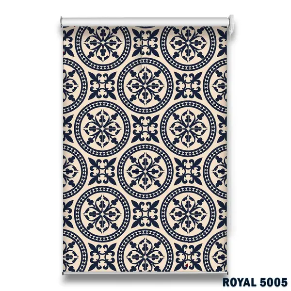 Roletă textilă Royal 5005 albastru cu model ornamental