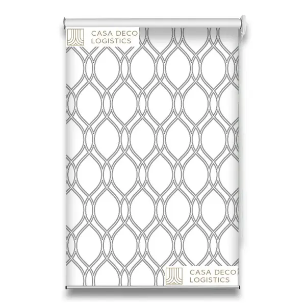 Roletă textilă Royal 5013 alb cu model geometric gri