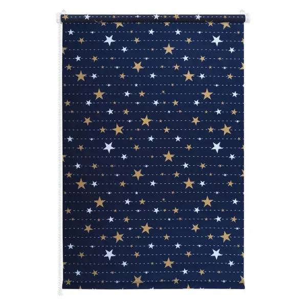 Roleta textila translucida pentru copii, Design Stelute , Albastru, 68 x 170 cm