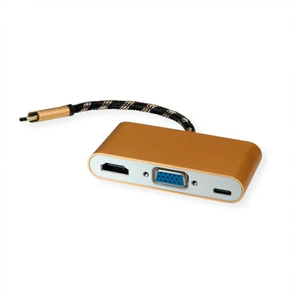 Roline Adaptor GOLD USB-C la HDMI/VGA T-M cu alimentare PD USB-C, Roline 12.03.3155