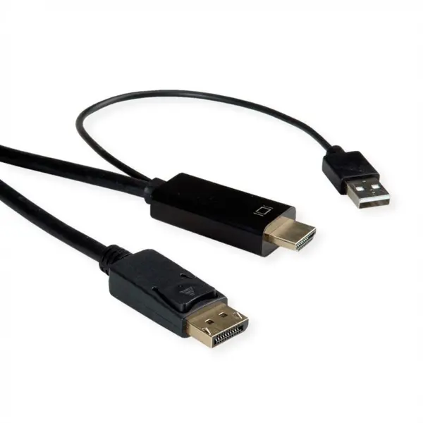 Roline Cablu activ HDMI la Displayport 4K60Hz T-T 2m Negru, Roline 11.04.5992