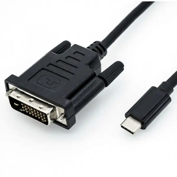 Roline Cablu USB tip C la DVI T-T 2m Negru, Roline 11.04.5831