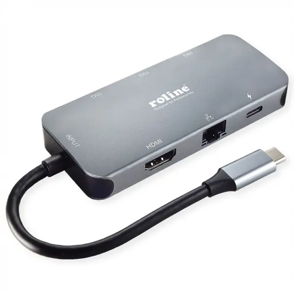 Roline Docking station USB 3.2 Gen2 Type C la HDMI 4K30Hz/2x USB 3.2-A/1x USB Type C PD 100W/Gigabit LAN, Roline 12.02.1121