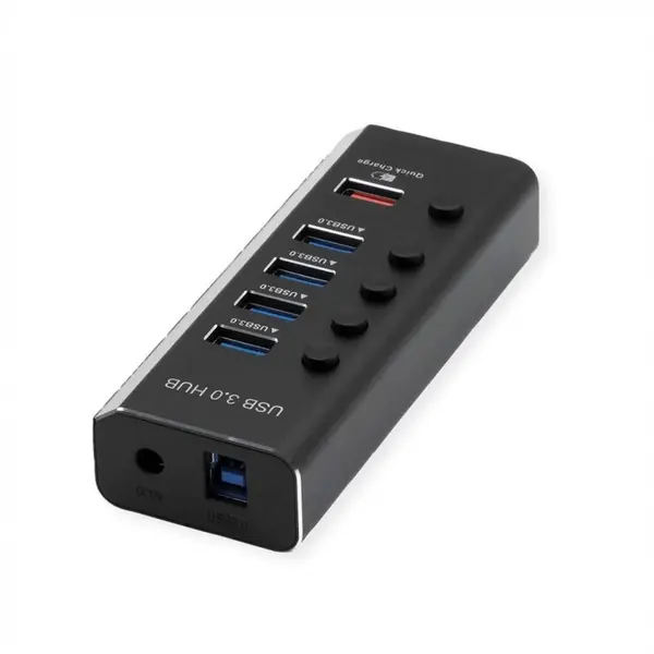 Roline HUB USB 3.2 Gen1 la 5 x USB-A cu switch On/OFF, Roline 14.02.5058