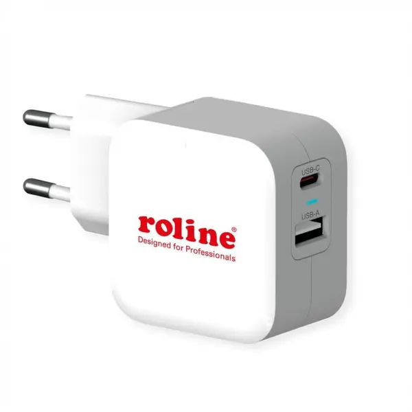 Roline Incarcator priza 1 x USB-A QC3.0 + 1 x USB-C PD, 38W, Roline 19.11.1054