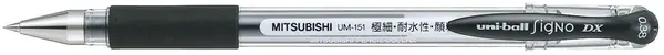 Roller cu gel Uni Signo - UM-151, DX Ultrafine, 0,38 mm, negru