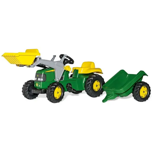 Rolly Toys Tractor cu pedale si cupa Rolly Kid John Deere, cu remorca