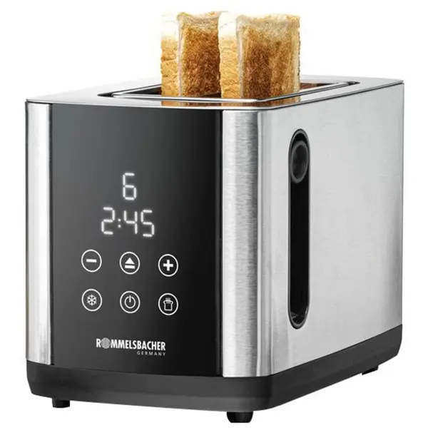 ROMMELSBACHER Prajitor de paine Rommelsbacher Sunny, 800W, 2 felii, inox/negru, afisaj LED