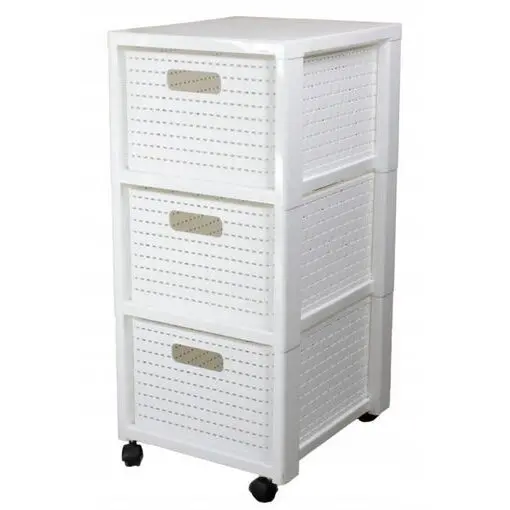rotho Raft pe roti Rotho Country 1165490000, 71,2 X 32,5 X 37,5 cm, 3 sertare, Alb