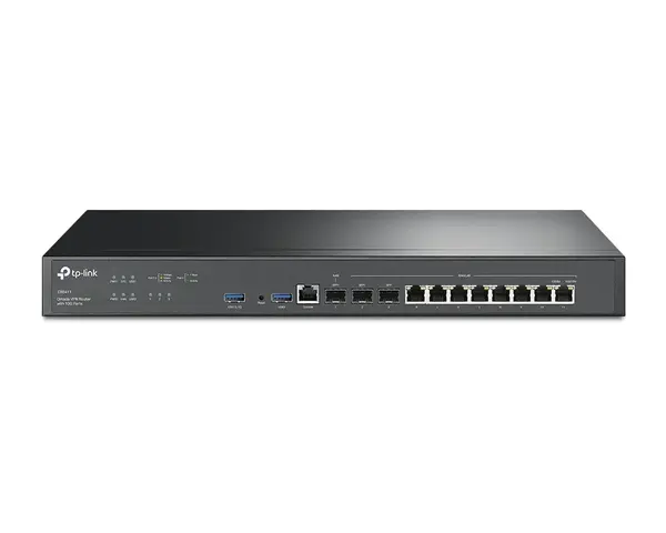 Router 12 porturi, 3x 10G SFP+, 8x WAN/LAN GB RJ45, management centralizat Omada, sursa dubla de alimentare, Tp-Link, ER8411