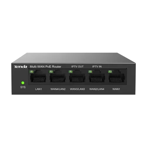Router 5 x RJ45 1G (4 x PoE Out 802.3af/at), Multi-WAN, Cloud Managed - TENDA G0-5G-PoE