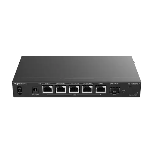 Router 5 x RJ45 2.5G (4 x PoE+), 1 x SFP+ 10G, Multi-WAN, Cloud Management - Ruijie Reyee RG-EG406XS-P
