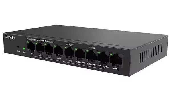 Router Gigabit PoE Tenda TND-G0-8G-POE, 9 porturi GE, 8xPoE+, buget PoE 95W, max 4 WAN, VPN, controller AP