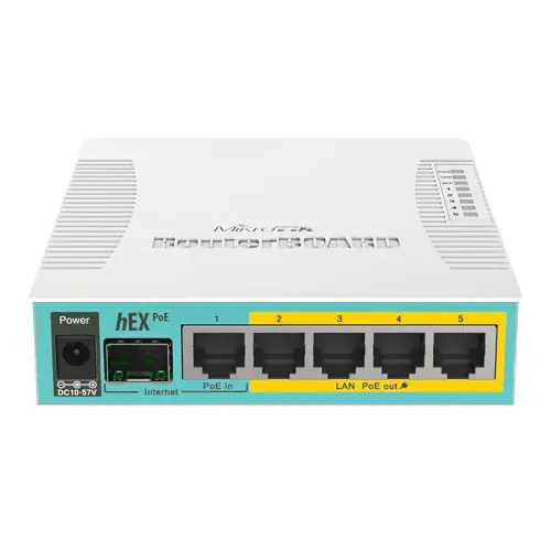 Router hEX PoE, 5 x Gigabit 4 PoE, 1 x SFP, RouterOS L4 - Mikrotik RB960PGS