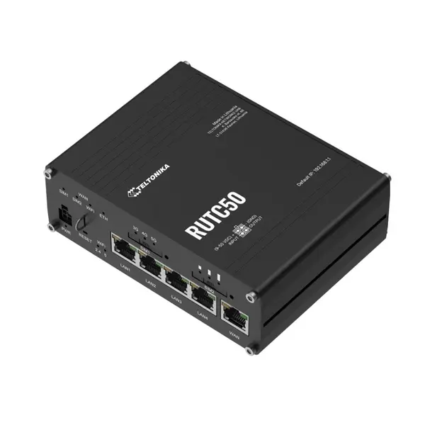 Router industrial 5G dual SIM Teltonika RUTC50, WiFi 6, dual band , 3.4 Gbps, MU-MIMO, IoT