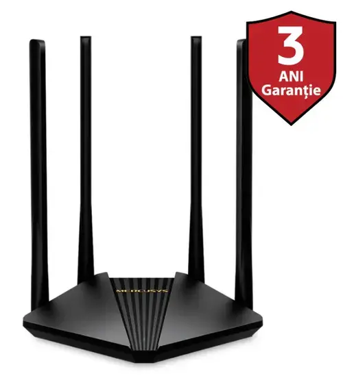 Router Wireless Mercusys MR30G, Gigabit, Dual Band, AC1200, 4 x Antene externe (Negru)