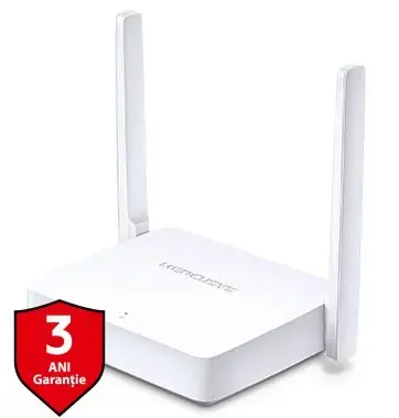 Router Wireless Mercusys MW301R, 300 Mbps, 2 porturi 10/100 Mbps, 2 antene externe (Alb)