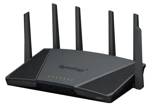 Router Wireless Synology RT6600ax, Gigabit, Tri-band, Wi-Fi 6, 6600 Mbps, Procesor Quad core 1.8 GHz, 1 GB DDR3, 6 Antene Exterene (Negru)
