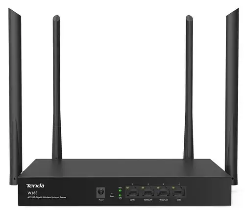 Router Wireless Tenda W18E, Gigabit, Dual Band, 1200 Mbps, 4 Antene externe (Negru)