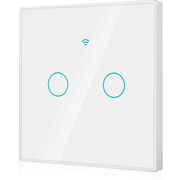 Rovo Intrerupator Smart cu Touch Rovo FN2C, 2 canale, Sticla Securizata, Tuya, Life Smart, RF 433MHz, Alexa si Google Assistant, fara nul