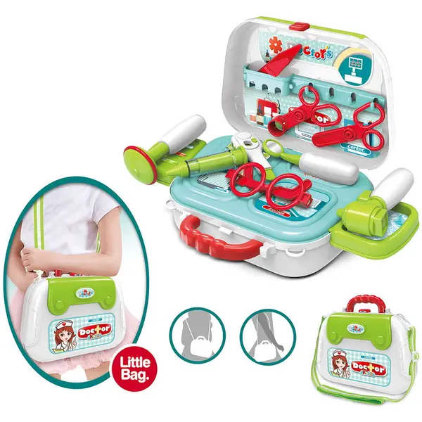 Rovo Jucarie Set doctor Rovo 935A, trusa de doctor, geanta, 12 piese