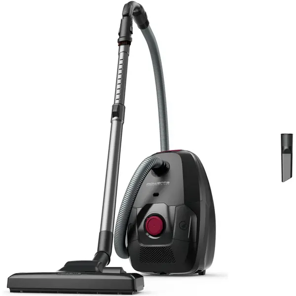 Rowenta Aspirator cu sac Rowenta Green Force Max RO4933EA, 900W, 70% plastic reciclat, sac Hygiene+, lungime cablu 8.4m, recipient praf 4.5L, perie EasyBrush, Negru/ rosu