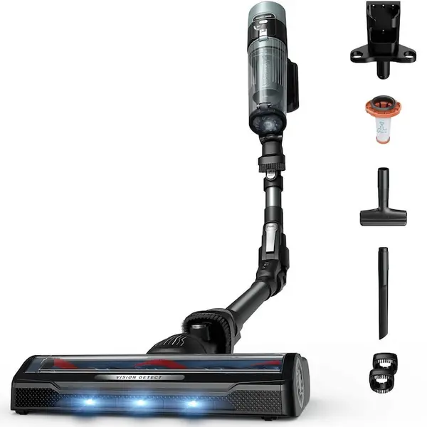 Rowenta Aspirator vertical Rowenta X-Force Flex 10.80 RH7A35E0, 300 W, 18.5V, autonomie 60 minute, filtrare 99.9%, recipient 0.44 L, tub flexibil, perie cu LED, panou digital SmartControl, verde / negru