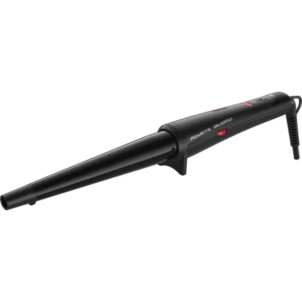 Rowenta Ondulator conic Rowenta x Karl Lagerfeld CF324LF0, invelis Ceramic Tourmaline, varf rece, incalzire rapida, manusa de protectie, cablu 1.8m. Negru-Rosu