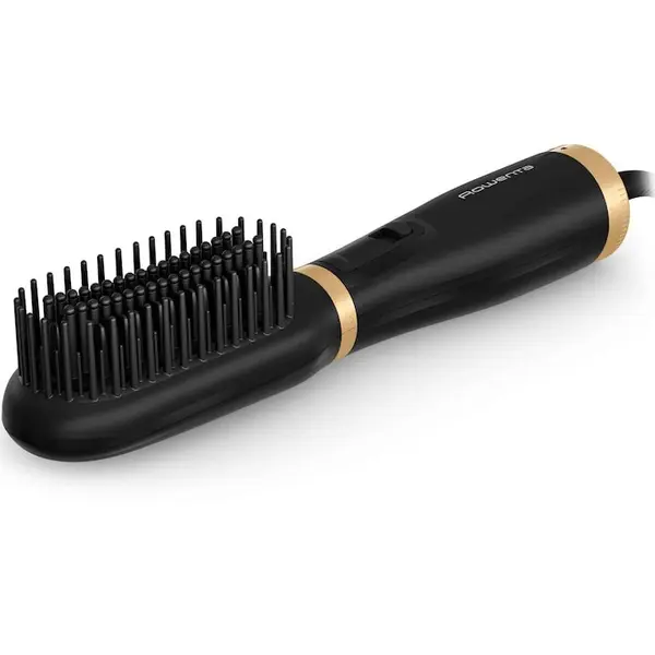 Rowenta Perie de uscat si indreptat parul cu aer cald 2 in 1 Rowenta Powerstraight Air UB5920F0, 500W, 3 trepte de caldura/aer, invelis ceramic, generare ioni, negru & auriu