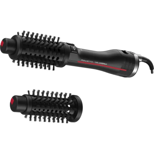 Rowenta Perie rotativa cu aer cald Rowenta x Karl Lagerfeld Pro Stylist CF961LF0, 750W, tehnologie Pro Dual Motion, generator de ioni, invelis exclusiv Keratin & Glow, cablu 1.8m, Negru&Rosu