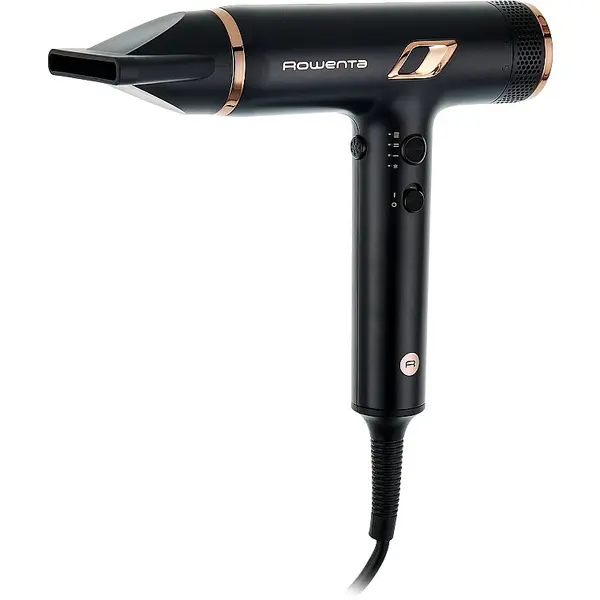 Rowenta Uscator de par compact Rowenta Nano HY8310F0, 1700W, 3 trepte temperatura, 3 trepte viteza, generator de ioni, flux de aer rece, duza de concentrare, difuzor volum, grilaj detasabil, perie de curatare, negru