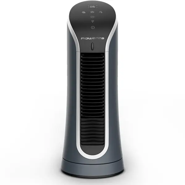 Rowenta Ventilator mini turn Rowenta Eole Compact VU6220F0, 11W, 6 trepte de viteza, ecran LED, oprire automata, timer 8 ore, design compact, functie de noapte, negru & albastru