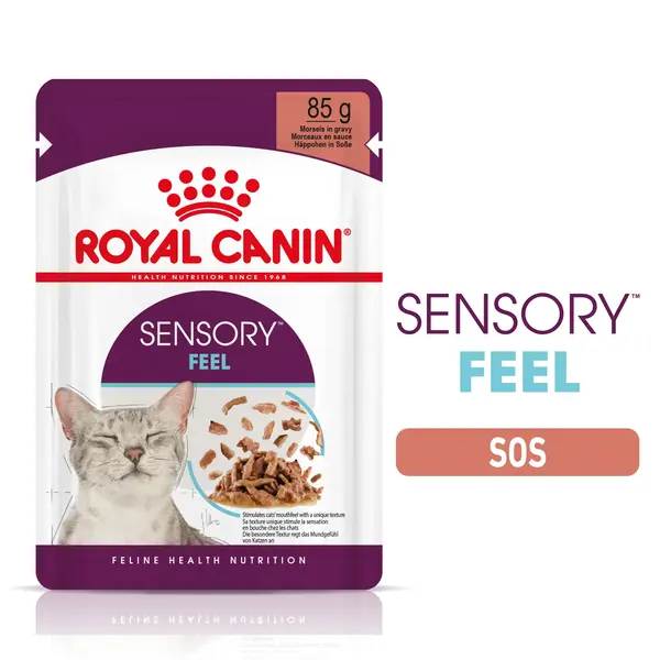 Royal Canin Sensory Feel, hrana umeda pisici, stimularea simtului tactil (in sos), 85 g
