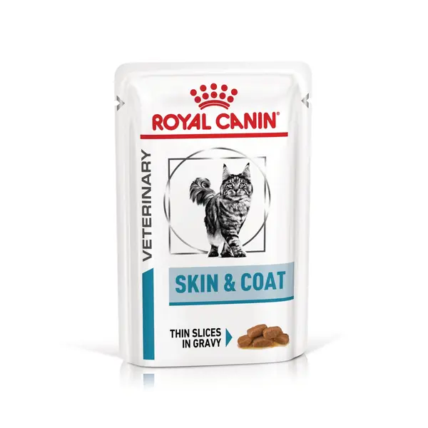 ROYAL CANIN Skin & Coat, formula veterinara, plic hrana umeda pisici, afectiuni dermatologice, 85 g