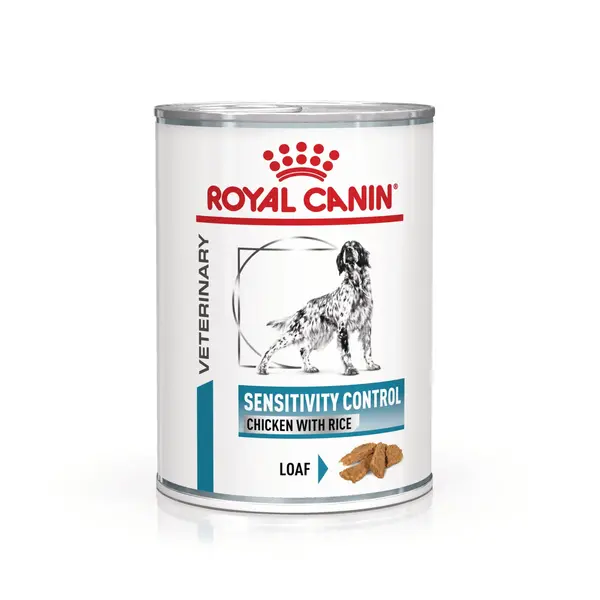 ROYAL CANIN VD Sensitivity Control Pui & Orez, XS-XL, dietă veterinară, conservă hrană umedă câini, afecțiuni dermatologice, (pate), 410g