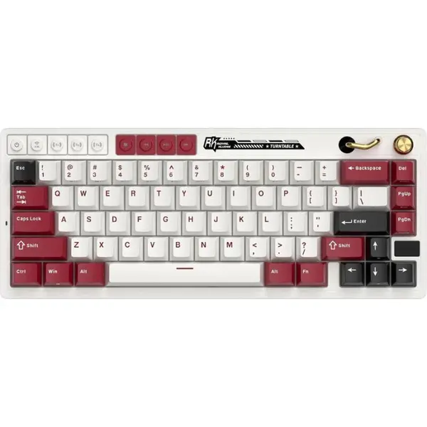 ROYAL KLUDGE Tastatura gaming Royal Kludge M65 Famicom Cream switch, Alb-Rosu