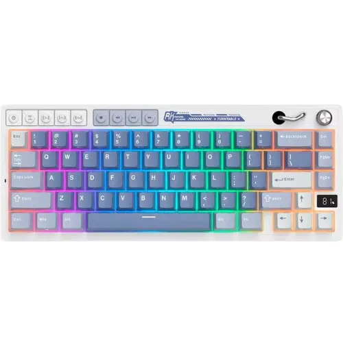 ROYAL KLUDGE Tastatura Gaming Royal Kludge RK-M65, Beige switch, iluminare RGB, Wired, Wireless 2.4Gzh, Bluetooth Albastru-Alb