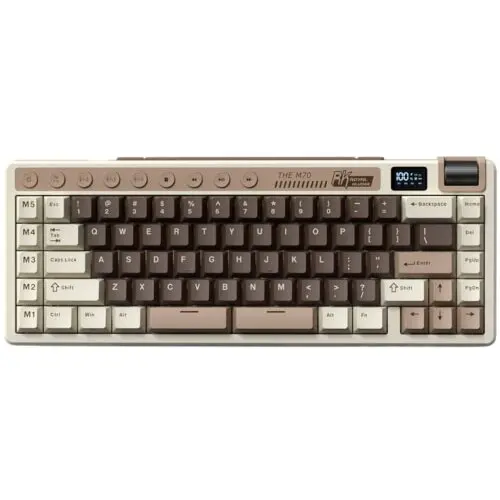 ROYAL KLUDGE Tastatura Gaming Royal Kludge RK M70, Beige switch, iluminare RGB, Wired, Wireless 2.4Ghz, Bluetooth Crem-Maro