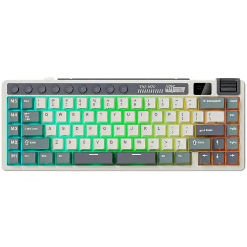 ROYAL KLUDGE Tastatura Gaming Royal Kludge RK-M70, Cream switch, iluminare RGB, Wired, Wireless 2.4Gzh, Bluetooth Multicolor