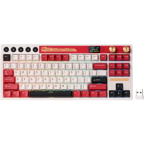 ROYAL KLUDGE Tastatura Gaming Royal Kludge RK-M87, Beige Switch, iluminare RGB, Wired, Wireless 2.4Gzh, Bluetooth (Multicolor)