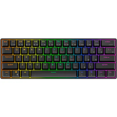 ROYAL KLUDGE Tastatura Gaming Royal Kludge RK61, Brown switch, iluminare RGB, Wired, Wireless 2.4Ghz, Bluetooth (Negru)