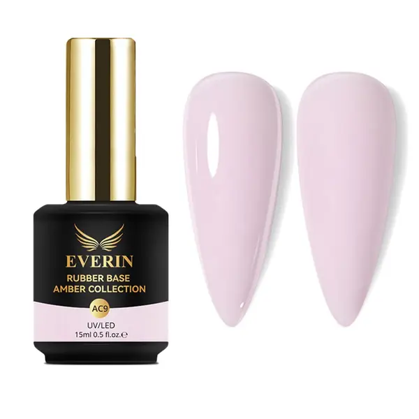 Rubber Base Everin Amber Collection 09 – Bază rubber Roz Pal Lăptos, HEMA & TPO Free, 15ml