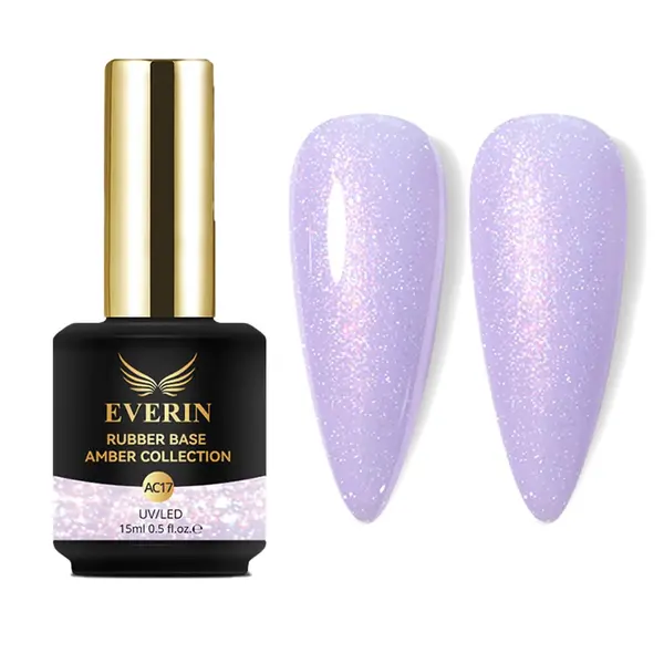 Rubber Base Everin Amber Collection 17 TPO Free - Bază Lila Pastel cu Sclipici