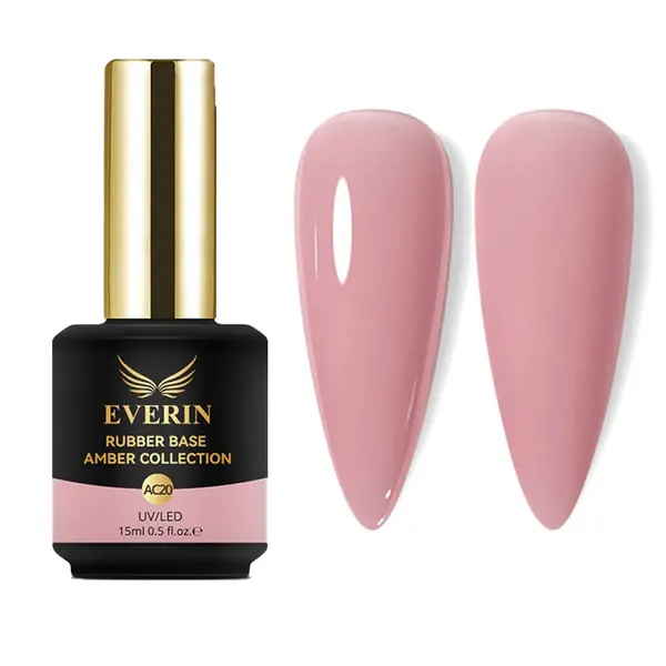 Rubber Base Everin Amber Collection 20 – Bază rubber Roz Pudrat, HEMA & TPO Free, 15ml