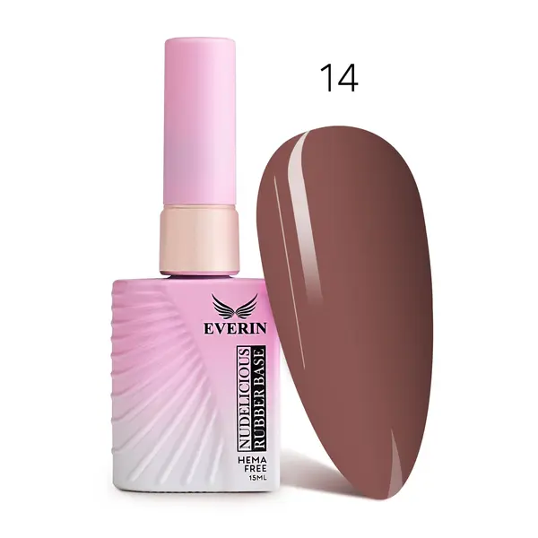 Rubber Base Everin Nudelicious 14 – Bază rubber Nude Maro Ciocolatiu, HEMA & TPO Free, 15ml