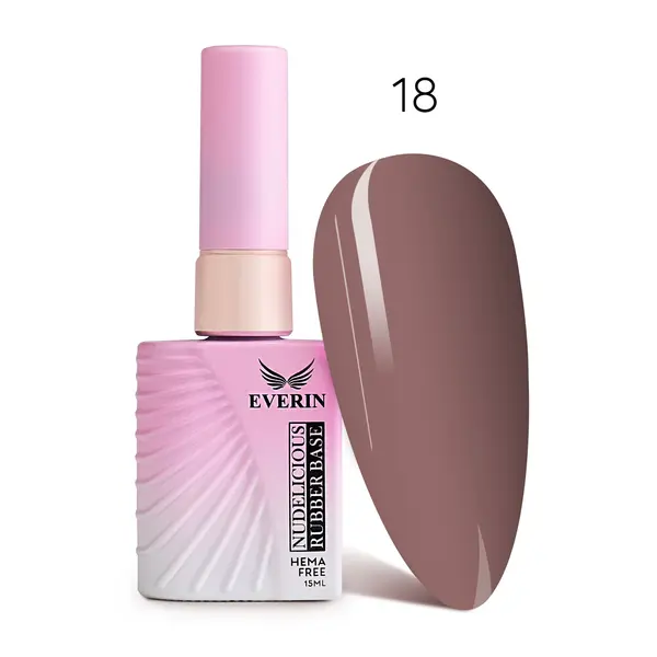 Rubber Base Everin Nudelicious 18 – Bază rubber Nude Maroniu Cald, HEMA & TPO Free, 15ml