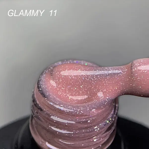 Rubber Base Everin Soo Glammy 11 – Bază rubber Roz Prăfuit Intens cu Sclipici Holografic Fin, HEMA & TPO Free, 12ml