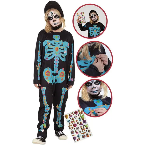 Rubies Costum de carnaval Rubies Scary Skeleton Costume, Schelet infricosator, cu autocolante