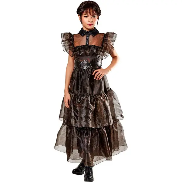Rubies Costum de carnaval Rubies Wednesday Addams Nevermore Academy Rave'N Dance Costume, 100% Poliester, Negru